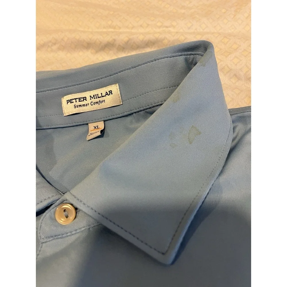 NWT PETER MILLAR SHIRT SUMMER COMFORT POLO Cottage Light Blue Embroidered - Picture 5 of 8